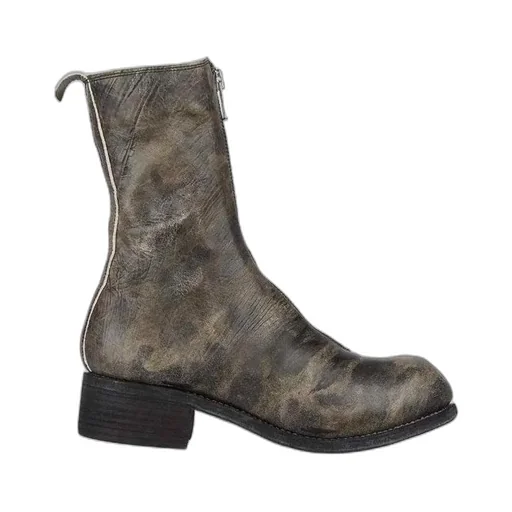 Pattern Front Zipper Boots