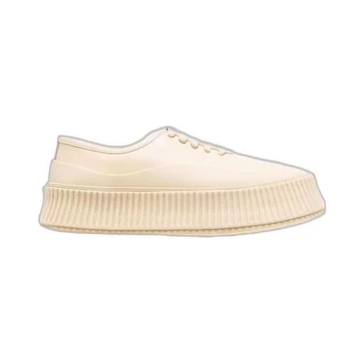 Ridged-Sole Leather Sneakers