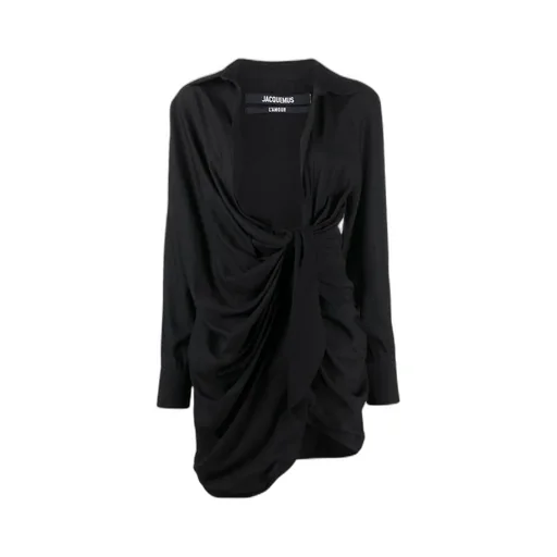 Jacquemus Bahia V-Neck Draped Mini Dress