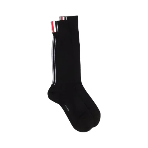 Black Inlaid Striped Wool Tube Socks