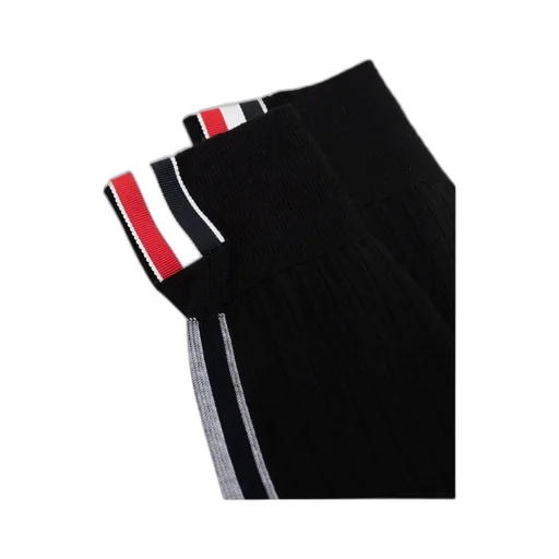 Black Inlaid Striped Wool Tube Socks