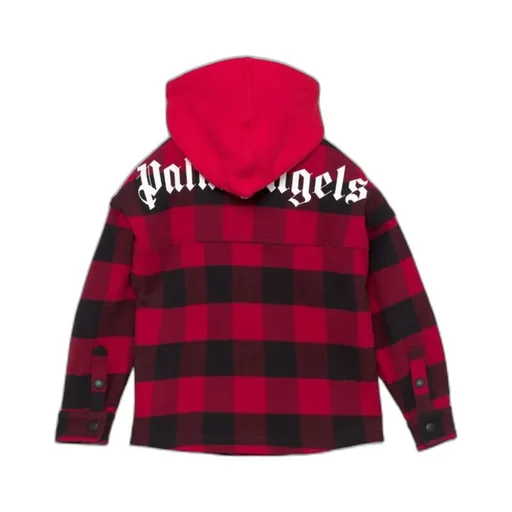 Palm Angels Kids Logo Print Hooded Overshirt