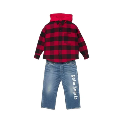 Palm Angels Kids Logo Print Hooded Overshirt