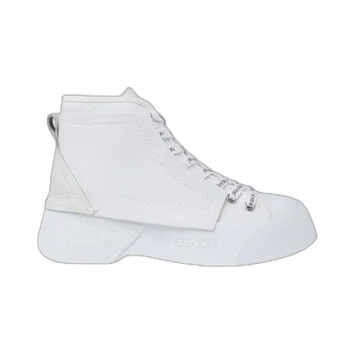 Leather And Canvas High-Top Sneakers