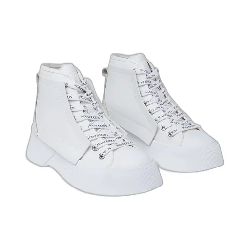 Leather And Canvas High-Top Sneakers