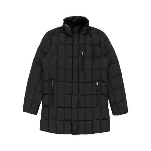 Medium And Long Style Plaid Down Jacket