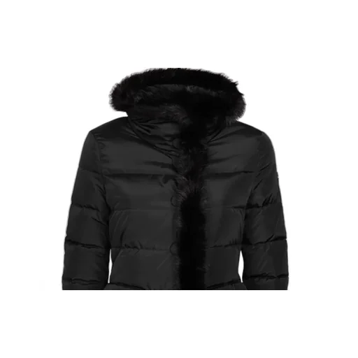 Down Jacket With Hairy Collar Logo