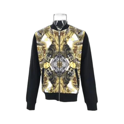 Printed Long-Sleeved Baseball Jacket