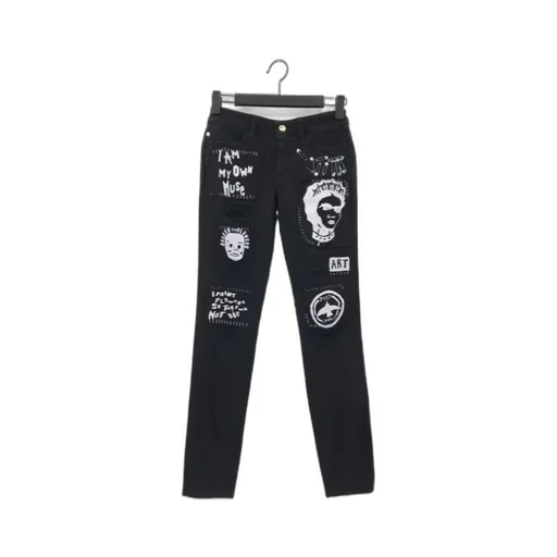 Printed Denim Pants