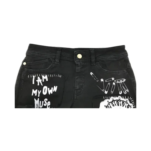 Printed Denim Pants