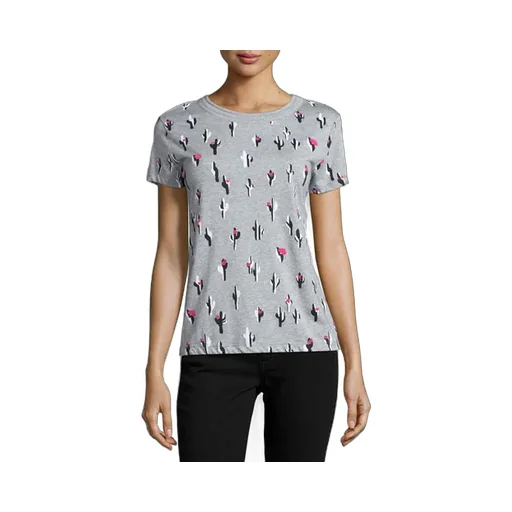 Cactus Printed Plain Knitted T-Shirt