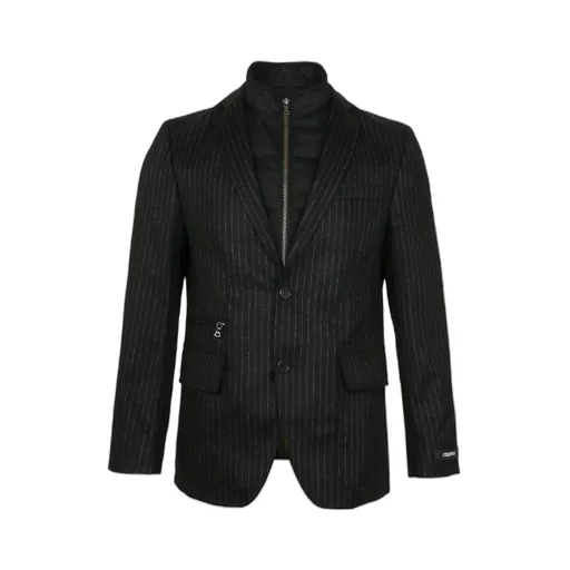 Striped Single-Breasted Suit Jacket