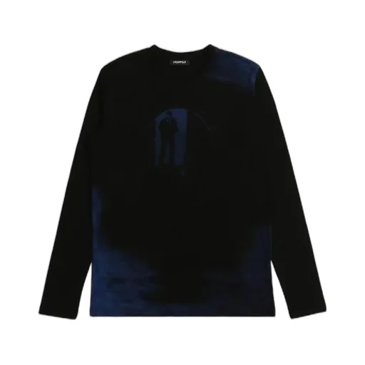 Printed Round-Collar Long-Sleeved T-Shirt