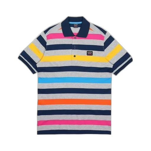 Striped Short-Sleeved Polo Shirt