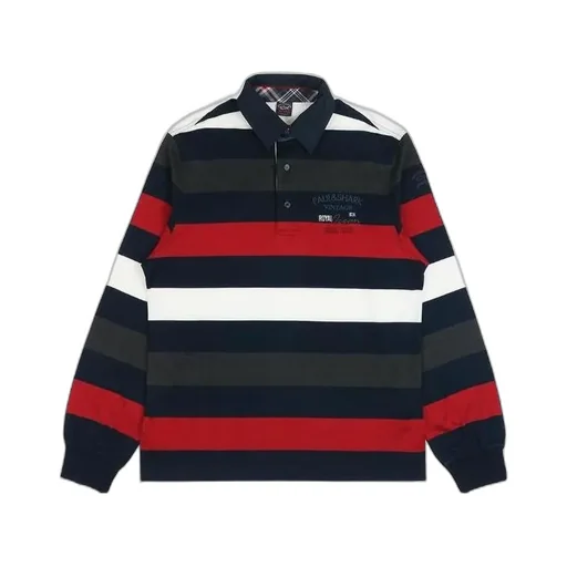 Striped Long-Sleeved Polo Shirt