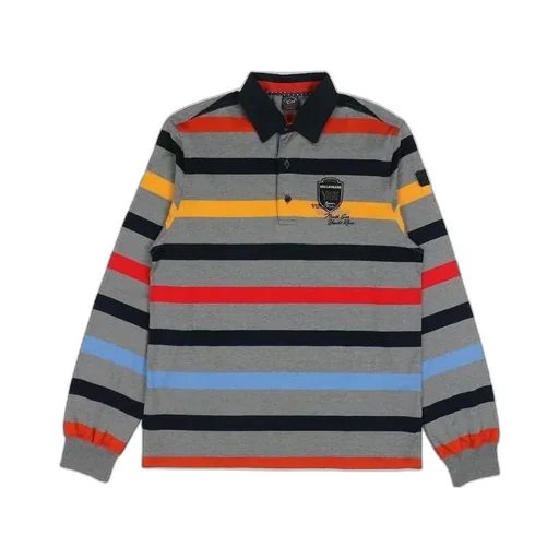 Striped Long-Sleeved Polo Shirt