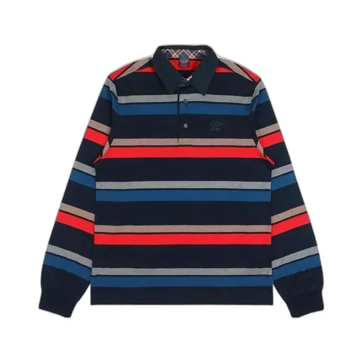 Striped Long-Sleeved Polo Shirt