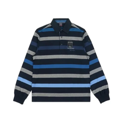 Striped Long-Sleeved Polo Shirt