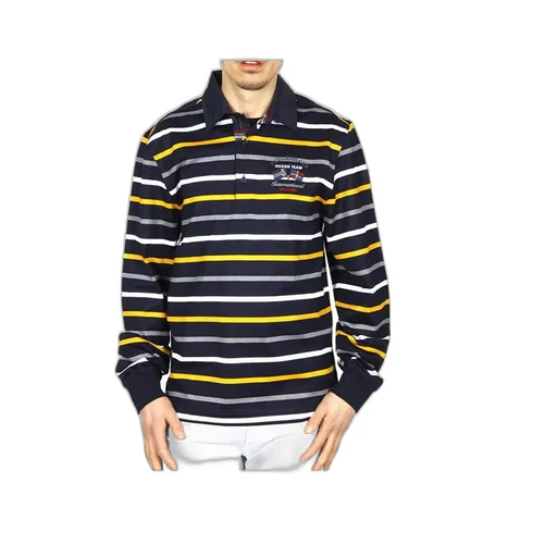 Striped Long-Sleeved Polo Shirt