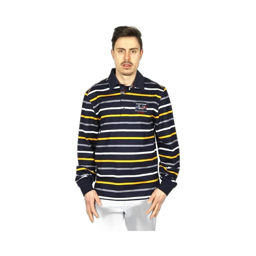 Striped Long-Sleeved Polo Shirt