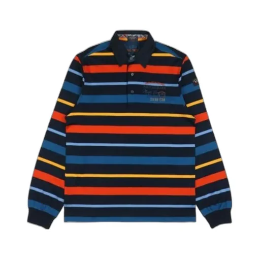 Striped Long-Sleeved Polo Shirt