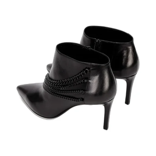 Pointed High-Heeled Ankle Boots