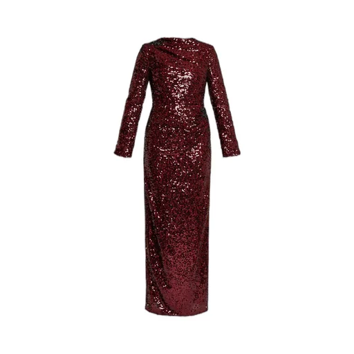 Crystal-Embellished Draped Sequined Crepe De Chine Gown