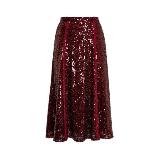 Frayed Sequined Crepe De Chine Midi Skirt