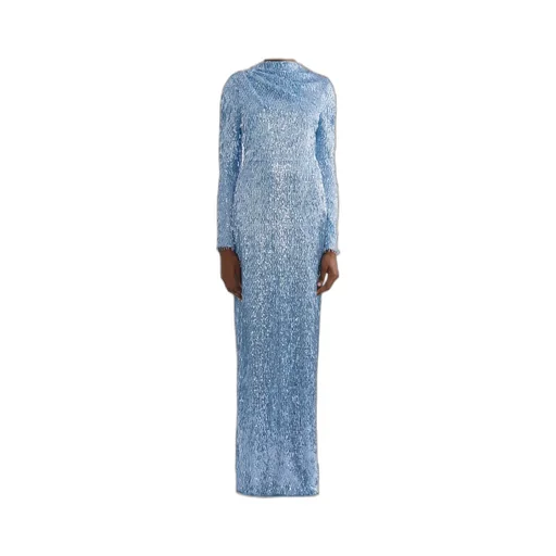 Sequin Long-Sleeve Maxi Gown