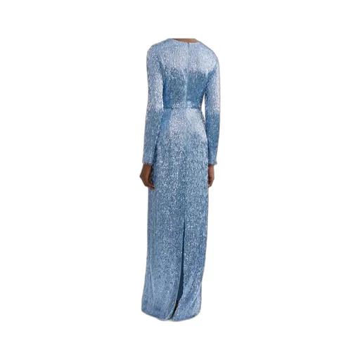 Sequin Long-Sleeve Maxi Gown