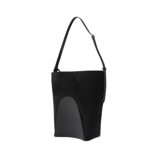 Leather-Trimmed Suede Tote