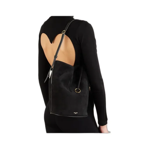 Leather-Trimmed Suede Tote