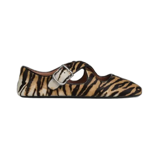 Criss Cross Ballet Flats In Haircalf