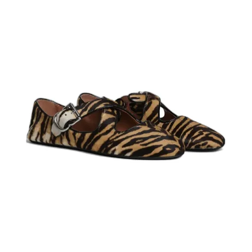 Criss Cross Ballet Flats In Haircalf
