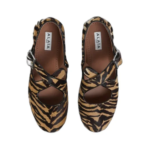 Criss Cross Ballet Flats In Haircalf