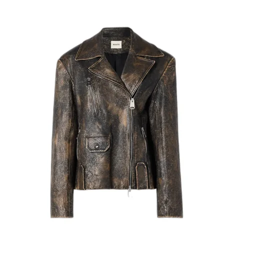 Long-Sleeved Leather Jacket