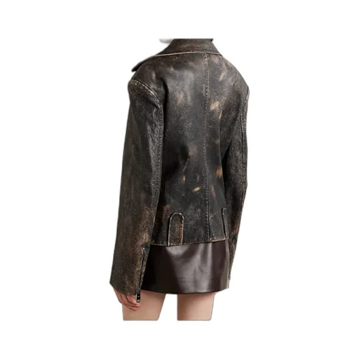 Long-Sleeved Leather Jacket