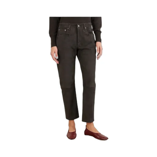 Winslow Suede Straight-Leg Pants
