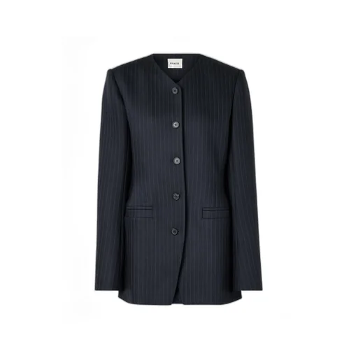 Naran Pinstriped Herringbone Woven Blazer