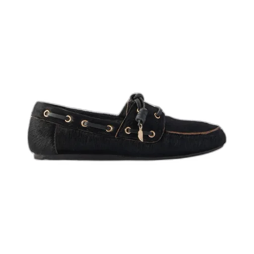 Pliaria Leather-Trimmed Pony Hair Boat Shoes
