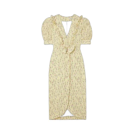 Garden Party Bow-Detailed Floral-Print Silk Crepe De Chine Midi Dress
