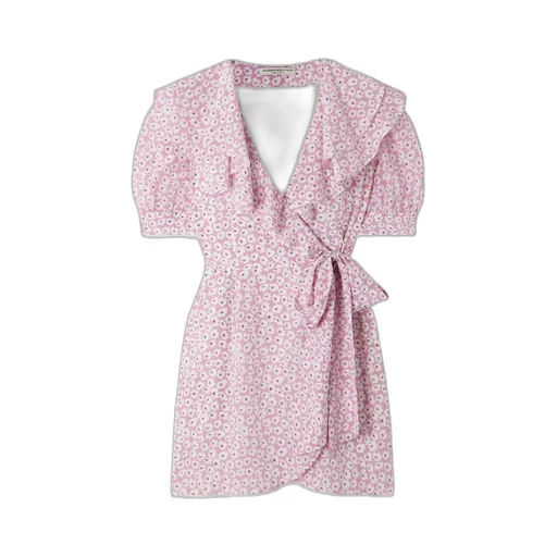 Ruffled Floral-Print Silk-Georgette Mini Wrap Dress