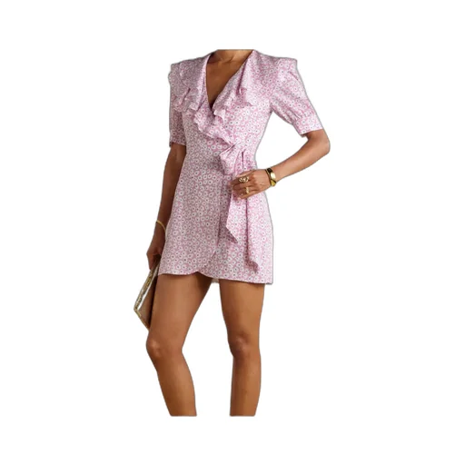 Ruffled Floral-Print Silk-Georgette Mini Wrap Dress