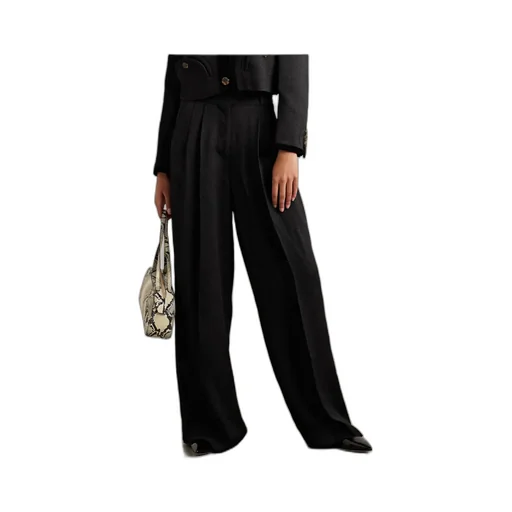 Husi Pleated Crepe Straight-Leg Pants