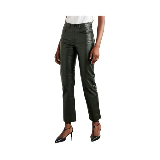 Emera Snake-Effect Leather Straight-Leg Pants