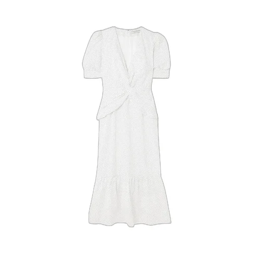 Twist-Front Gathered Printed Cotton-Poplin Midi Dress