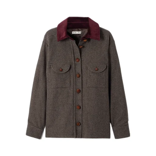 Badis Berber Cotton Corduroy-Trimmed Houndstooth Wool-Blend Jacket