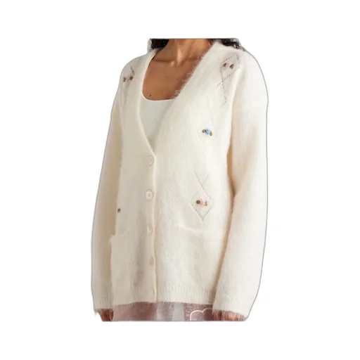 Embroidered Pointelle-Knit Mohair-Blend Cardigan