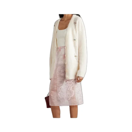 Embroidered Pointelle-Knit Mohair-Blend Cardigan
