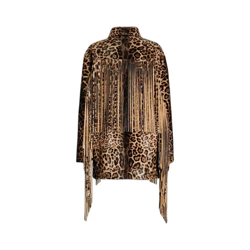 Leopard-Print Fringe Coat